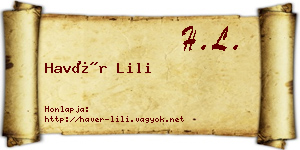 Havér Lili névjegykártya